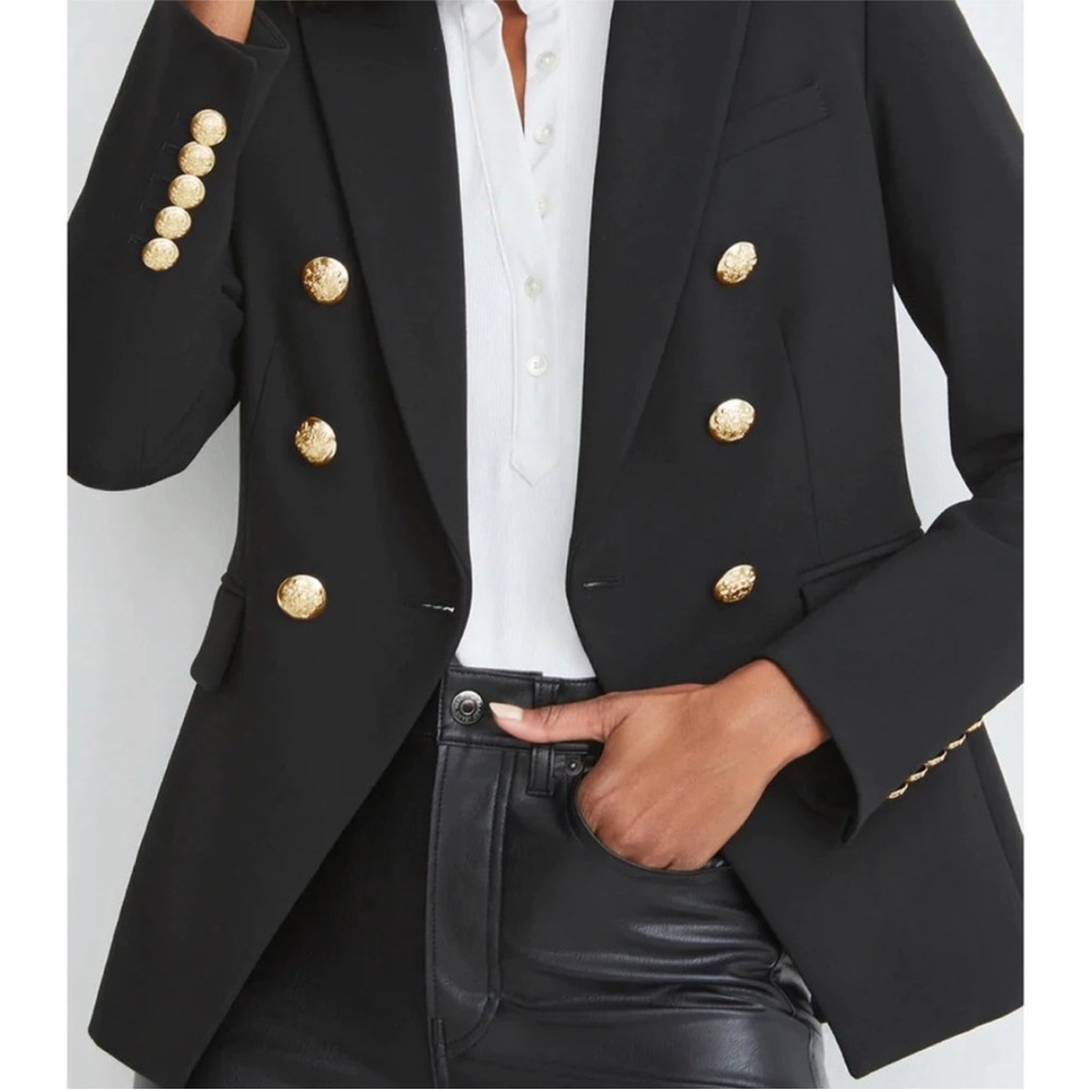 Veronica Beard Black Double-Breasted Blazer with Gold Buttons - Picture 14 of 16